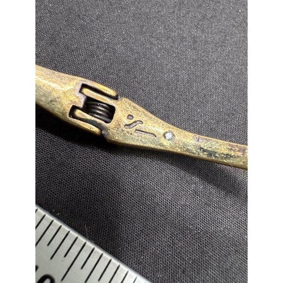 Vintage Gold Copper-Tone Hinged Cuff Bracelet With Large Green Gemstone Floral D - Picture 2 of 9